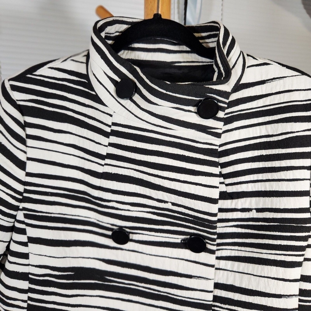 NEW Ann Taylor XLP $250 Black White Zebra Animal Print Double Breasted Peacoat - Picture 9 of 10